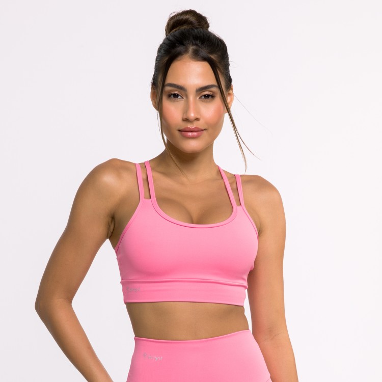 Top Fitness Basics com Alças Duplas Rosa