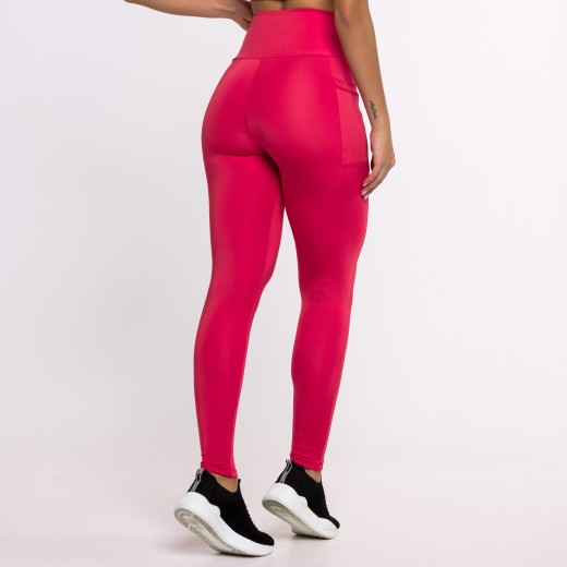 Calça Legging Basics Com Bolsos Laterais Rosa Pink