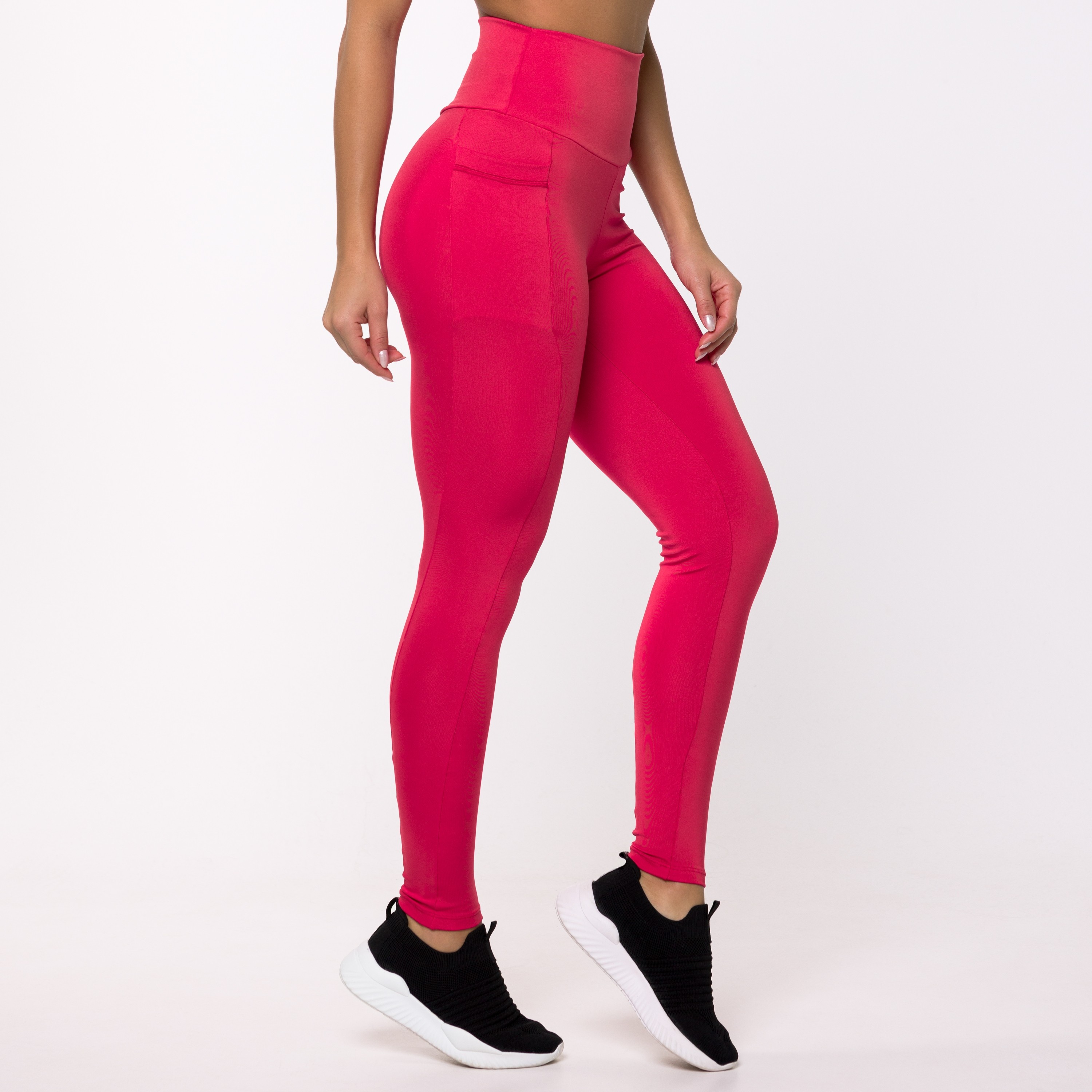 Calça Legging Basics Com Bolsos Laterais Rosa Pink