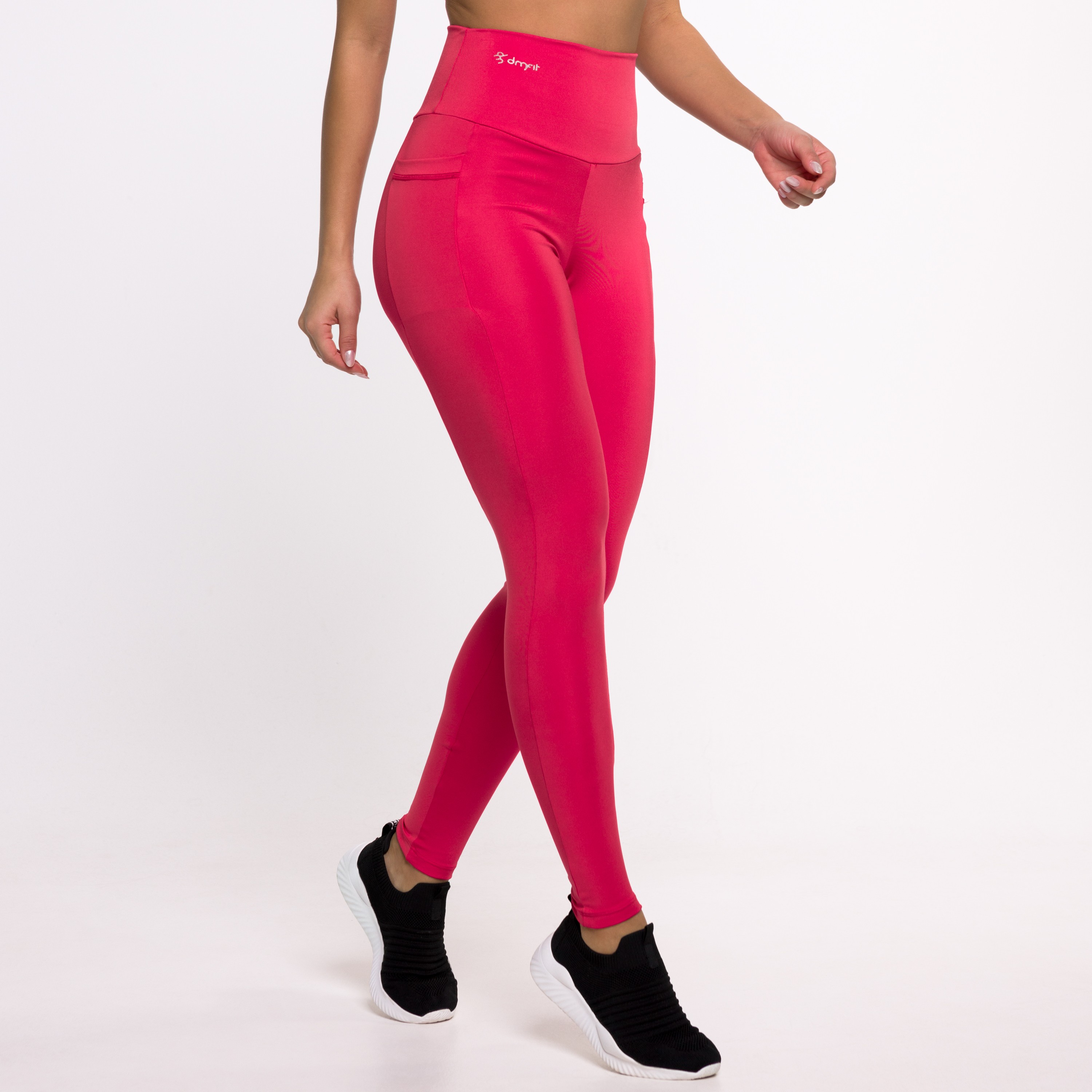 Calça Legging Basics Com Bolsos Laterais Rosa Pink