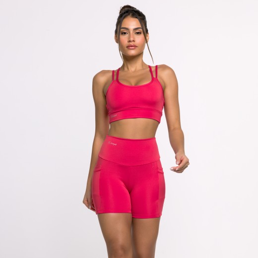 Top Fitness Basics com Alças Duplas Rosa Pink