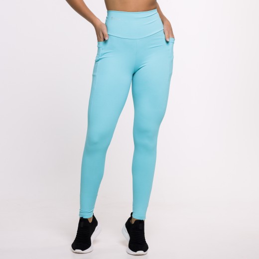 Calça Legging Basics Com Bolsos Laterais Azul