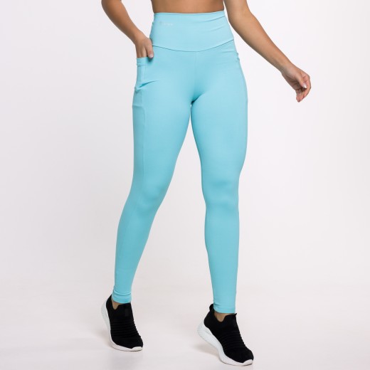 Calça Legging Basics Com Bolsos Laterais Azul