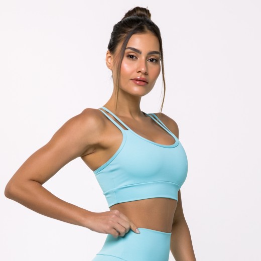 Top Fitness Basics com Alças Duplas Azul