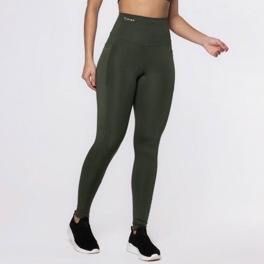 Calça Legging Basics Com Bolsos Laterais Verde Musgo