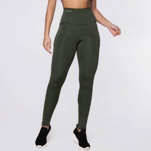 Calça Legging Basics Com Bolsos Laterais Verde Musgo