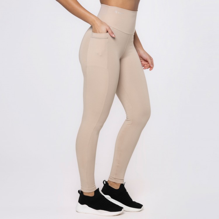 Calça Legging Basics Com Bolsos Laterais Nude