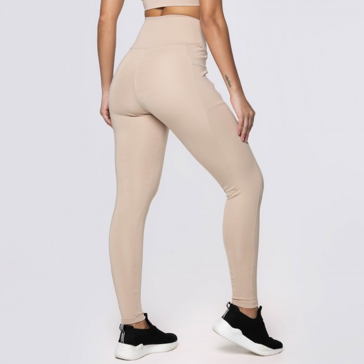 Calça Legging Basics Com Bolsos Laterais Nude