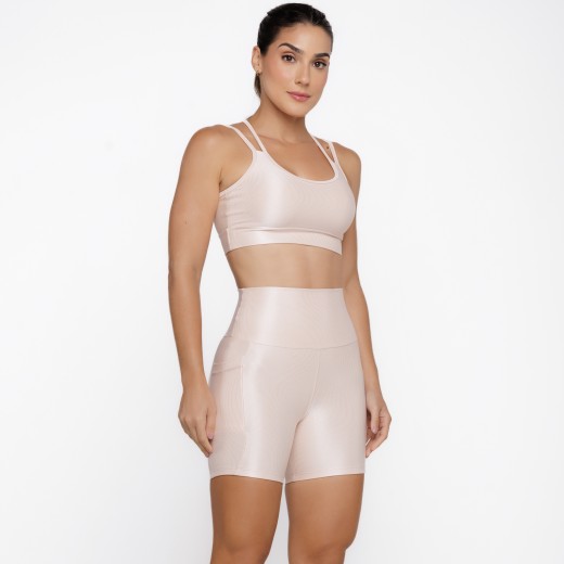 Top Fitness Canelado com Alças Duplas Nude Flux