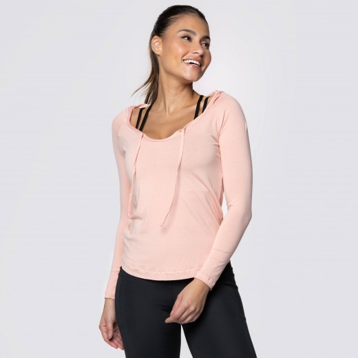 Blusa Manga Longa e Capuz Fitness Romance