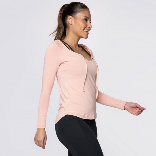Blusa Manga Longa e Capuz Fitness Romance