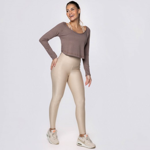Tapa Bumbum e Cropped Marrom Café
