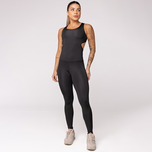 Macacão Fitness Assimétrico Preto