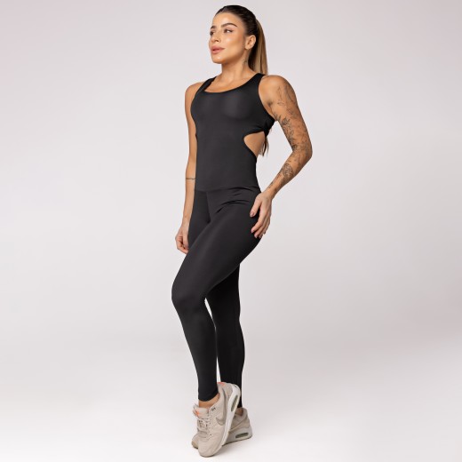 Macacão Fitness Assimétrico Preto