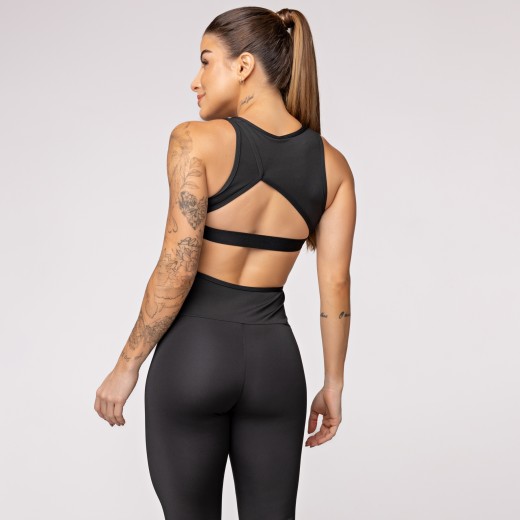 Macacão Fitness Assimétrico Preto