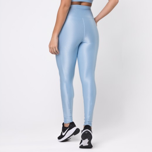 Legging Fitness Canelada Com Bolsos Laterais Azul Frozen