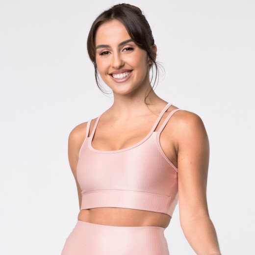 Top Fitness Canelado com Alças Duplas Romance Flux