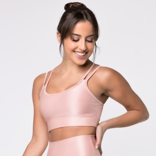 Top Fitness Canelado com Alças Duplas Romance Flux