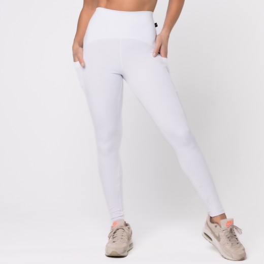 Calça Legging Com Três Bolsos Branca