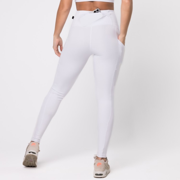 Calça Legging Com Três Bolsos Branca