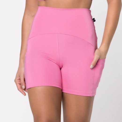 Short Fitness Com Três Bolsos Rosa