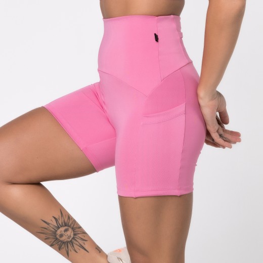 Short Fitness Com Três Bolsos Rosa