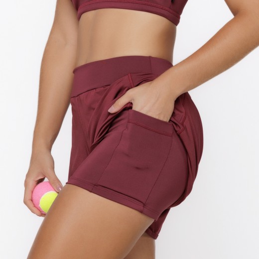 Short Duplo com Bolsos Laterais Marsala