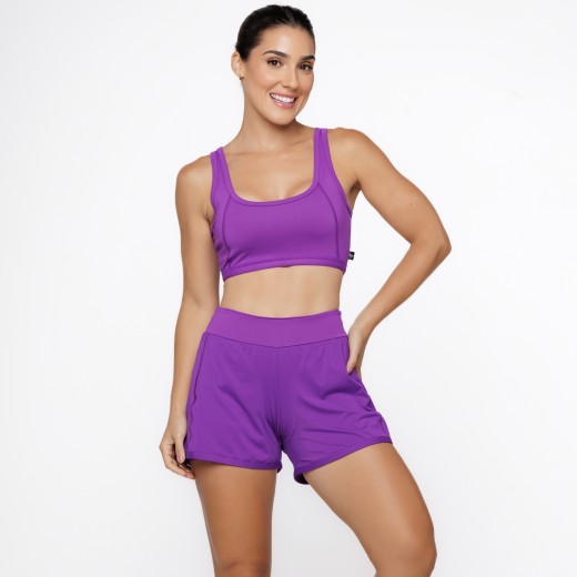 Short Duplo com Bolsos Laterais Roxo