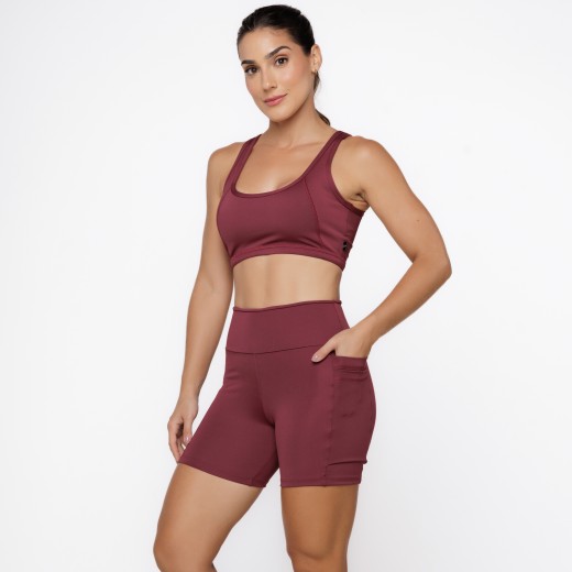 Short Com 4 Bolsos Multiuso Marsala