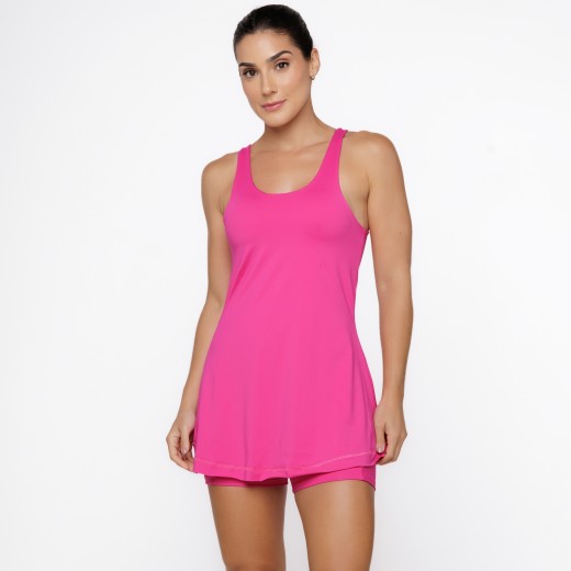 Vestido Fitness com Short Interno e Proteção UV50+ Rosa