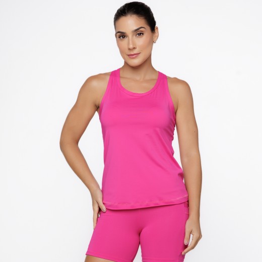 Regata com Decote nas Costas e Proteção UV50+ Rosa