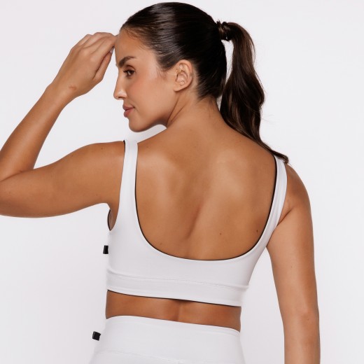 Top Fitness Reversível Branco Tenha Dois Looks em Uma Só Peça
