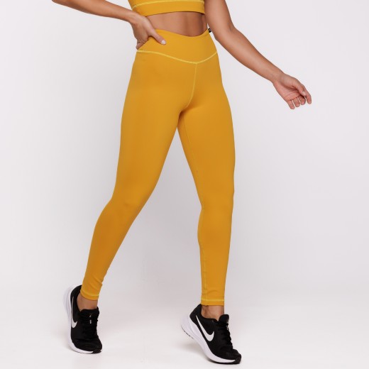 Legging Fitness Reversível Mostarda Tenha Dois Looks em Uma Só Peça