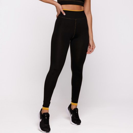 Legging Fitness Reversível Mostarda Tenha Dois Looks em Uma Só Peça