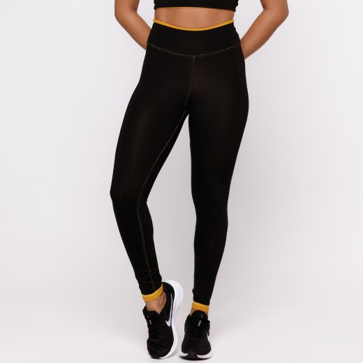 Legging Fitness Reversível Mostarda Tenha Dois Looks em Uma Só Peça