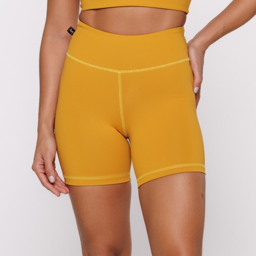 Short Fitness Reversível Mostarda Tenha Dois Looks em Uma Só Peça