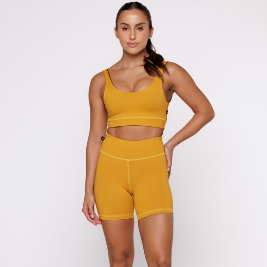 Top Fitness Reversível Mostarda Tenha Dois Looks em Uma Só Peça