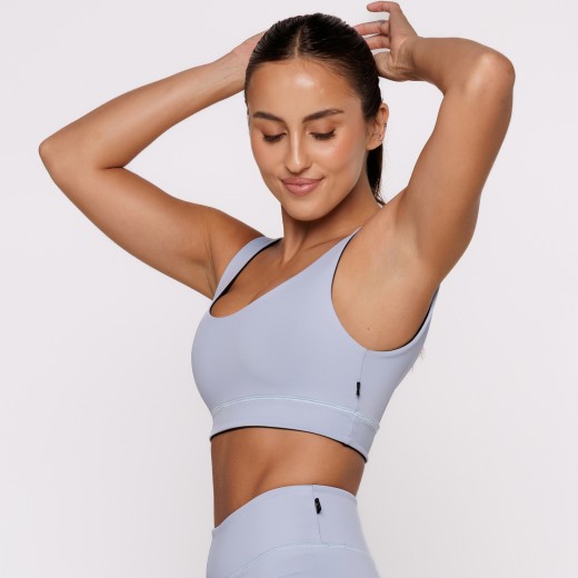Top Fitness Reversível Azul Tenha Dois Looks em Uma Só Peça