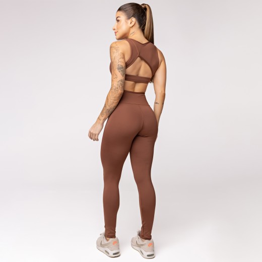 Macacão Fitness Assimétrico Marrom