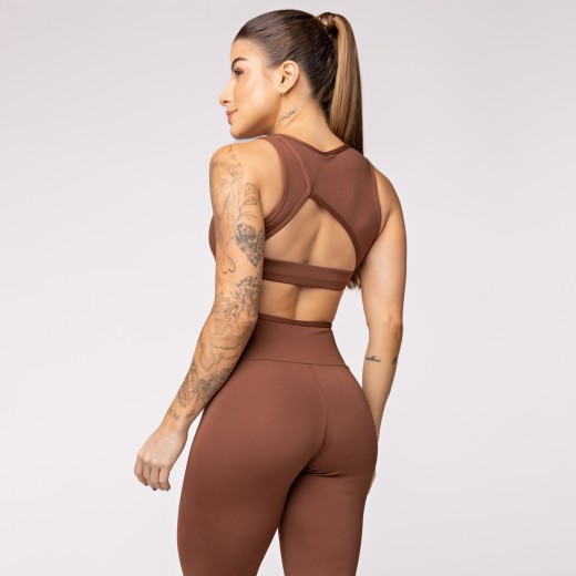 Macacão Fitness Assimétrico Marrom