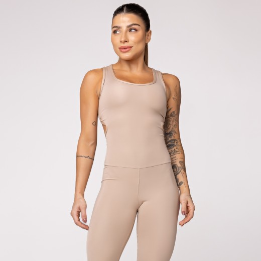 Macacão Fitness Assimétrico Nude