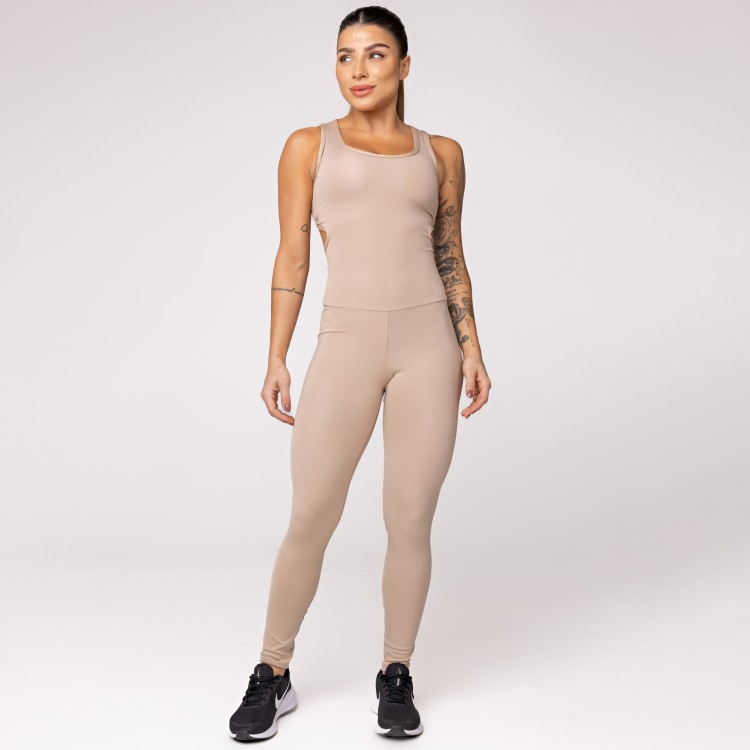 Macacão Fitness Assimétrico Nude