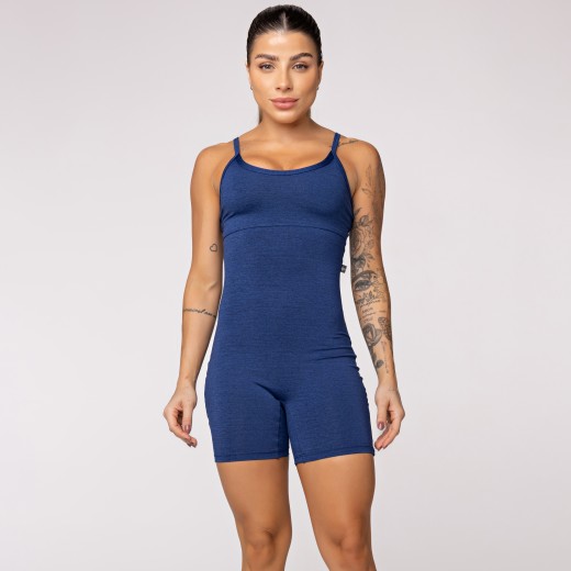Macaquinho Fitness Melange Azul