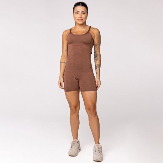 Macaquinho Fitness Melange Marrom