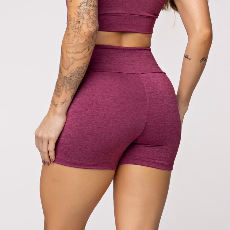 Short Fitness Fitness Melange Vinho