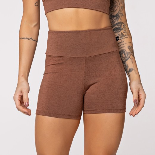 Short Fitness Fitness Melange Marrom