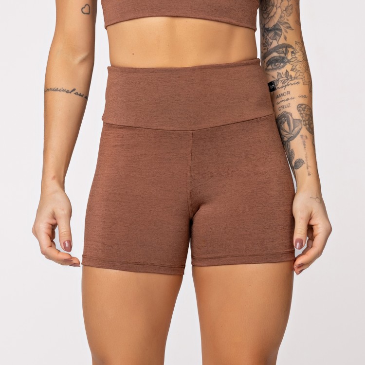 Short Fitness Fitness Melange Marrom