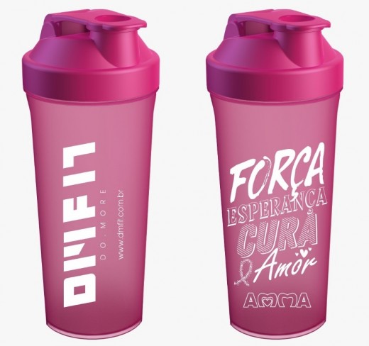 Coqueteleira Dmfit Outubro Rosa 600ml Rosa Glitter