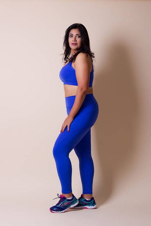 Calça Legging Plus Size com Saia Azul