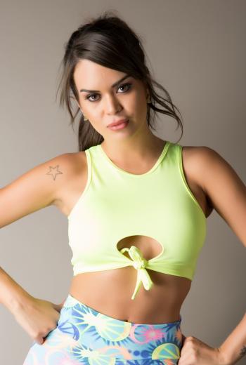 Cropped Fitness Tie Yellow Fluor